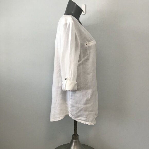 JM Collection Linen Cotton Blend 1/4 Zip Tunic Top Size XL - Picture 3 of 12